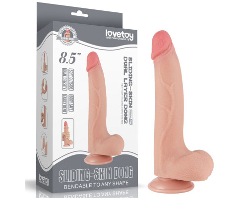 Заказать Телесный фаллоимитатор 8.5 Sliding Skin Dual Layer Dong - 20 см.