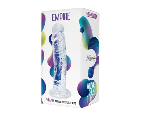 Прозрачный фаллоимитатор на присоске Empire Jelly Dildo - 19,3 см.