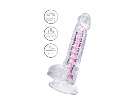 Прозрачный гибкий фаллоимитатор Paret - 18 см.