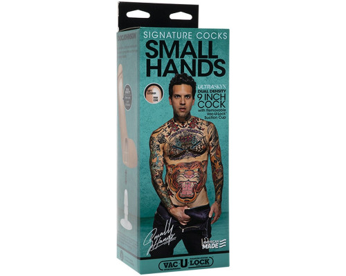 Заказать Телесный фаллоимитатор-реалистик Signature Cocks Small Hands со съемной присоской - 23,5 см.