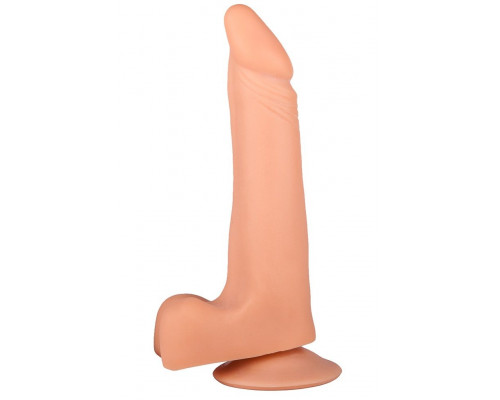 Фаллоимитатор-реалистик с мошонкой на присоске - 17,8 см.