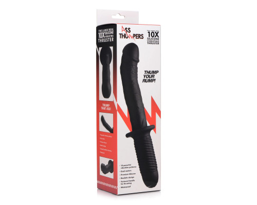 Заказать Черный вибратор The Large Realistic 10X Silicone Vibrator with Handle - 30,5 см.
