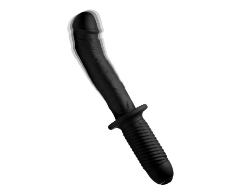 Заказать Черный вибратор The Large Realistic 10X Silicone Vibrator with Handle - 30,5 см.