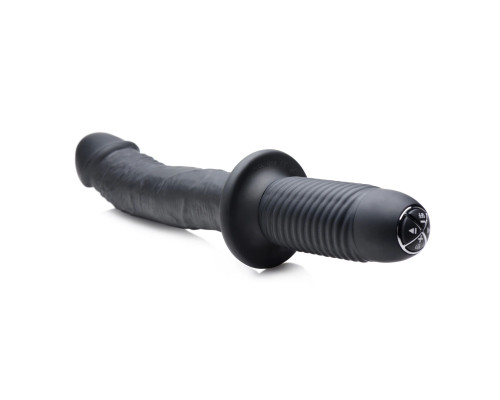 Заказать Черный вибратор The Large Realistic 10X Silicone Vibrator with Handle - 30,5 см.