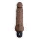 Коричневый вибратор с клиторальным выступом 7  Realistic Vibrator - 21,5 см.