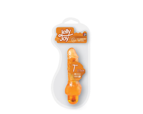 Оранжевый вибратор-реалистик JELLY JOY 7INCH 10 RHYTHMS ORANGE - 17,5 см.
