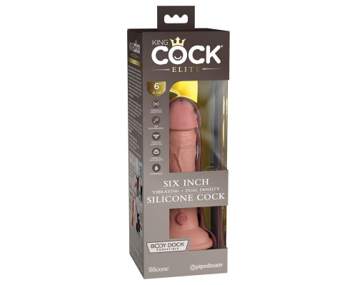 Заказать Телесный вибратор-реалистик на присоске 6  Vibrating Silicone Dual Density Cock - 17,8 см.