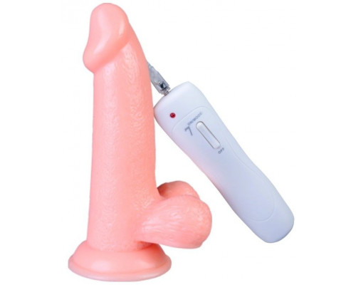 Заказать Телесный вибратор Vibrating Dong with Balls - 14 см.