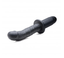 Черный вибратор The Large Realistic 10X Silicone Vibrator with Handle - 30,5 см.
