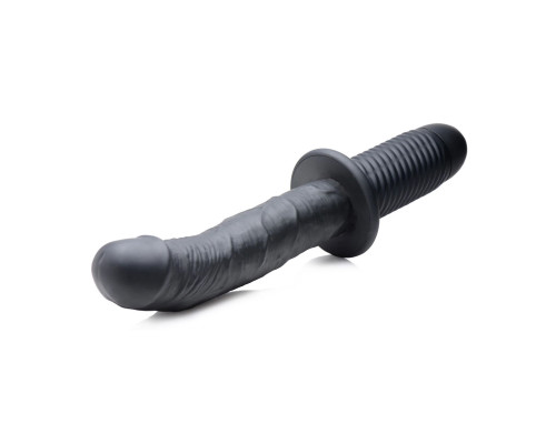 Заказать Черный вибратор The Large Realistic 10X Silicone Vibrator with Handle - 30,5 см.