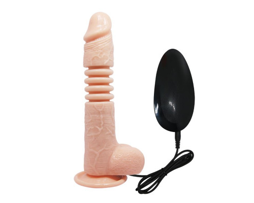 Заказать Телесный вибратор с вращением и поступательными движениями Thunder Up - 22 см.