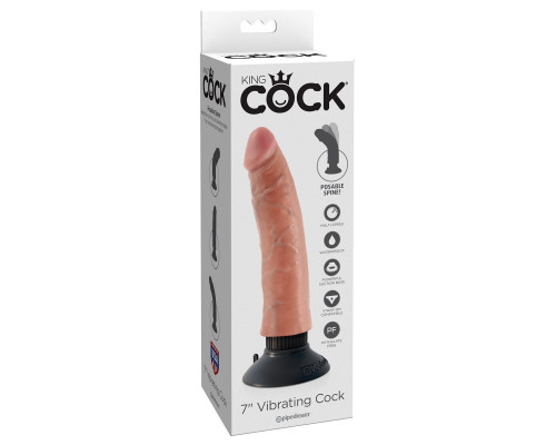 Заказать Вибромассажер телесного цвета 7  Vibrating Cock - 20 см.
