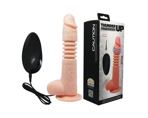 Заказать Телесный вибратор с вращением и поступательными движениями Thunder Up - 22 см.
