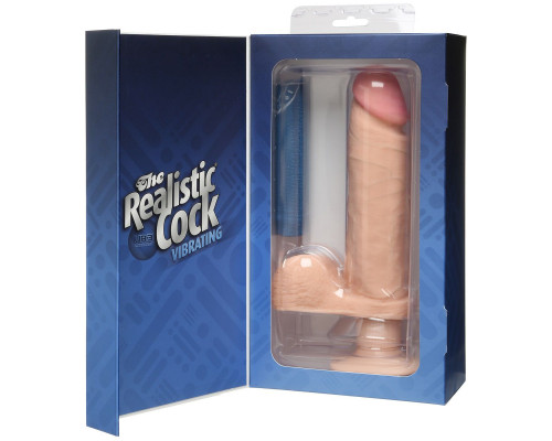 Заказать Вибромассажер-реалистик на присоске The Realistic Cock ULTRASKYN Vibrating 8”- 23,5 см.