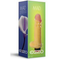 Телесный вибратор Mad Spike с мошонкой и усиками вокруг головки - 17,5 см.