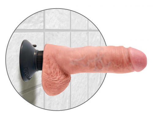 Заказать Вибромассажер со съёмной присоской 8  Vibrating Cock with Balls - 20,3 см.