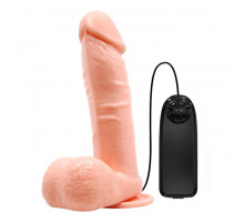 Телесный вибратор-реалистик с присоской и пультом управления - 19,5 см.
