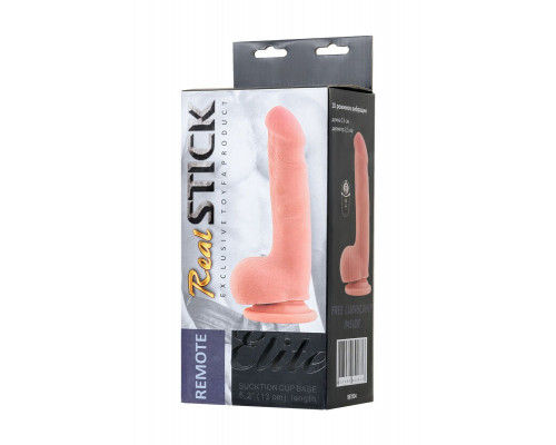 Реалистичный перезаряжаемый вибратор REALSTICK ELITE VIBRO с пультом ДУ - 18,5 см.