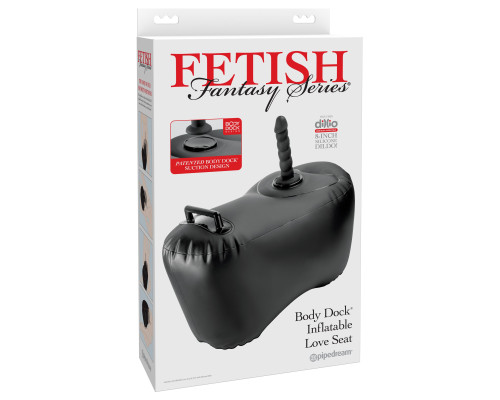 Черное надувное кресло с платформой для фиксации дилдо Body Dock Inflatable Love Seat