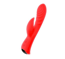 Красный перезаряжаемый вибратор-кролик - 19,1 см.