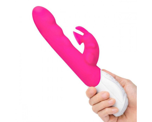 Заказать Розовый вибромассажер с клиторальной стимуляцией Clitoral Suction Rabbit - 24,5 см.
