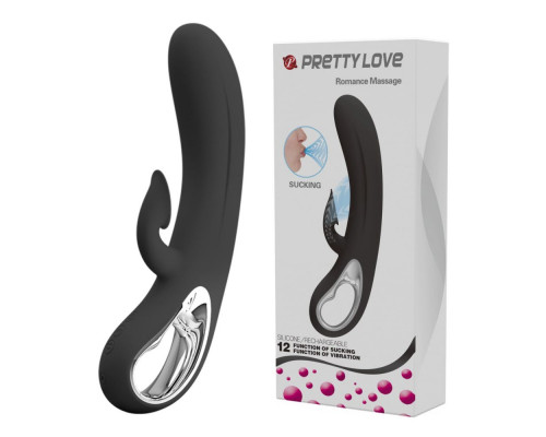 Черный вибратор-кролик Romance Massage - 24 см.