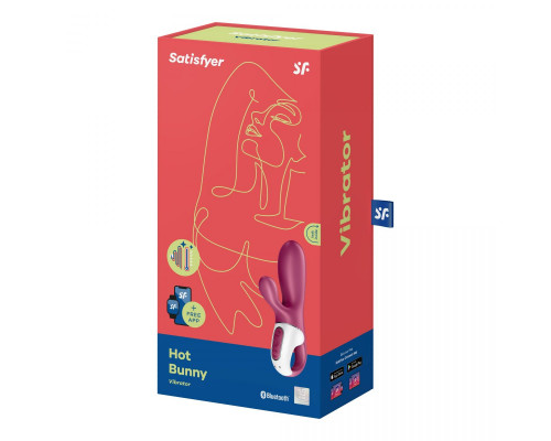 Заказать Малиновый вибратор-кролик Hot Bunny с функцией нагрева - 17,5 см.