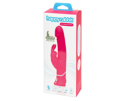 Заказать Розовый вибратор-кролик Realistic Dual Density Rechargeable Rabbit Vibrator - 25,5 см.