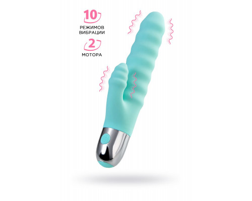 Заказать Мятный рельефный вибратор с клиторальной стимуляцией Flax - 17,5 см.