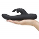 Заказать Черный вибратор с клиторальным отростком Greedy Girl Slimline Rabbit Vibrator - 22,8 см.