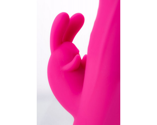 Заказать Розовый вибратор с клиторальным стимулятором ELLY с подогревом - 21,5 см.