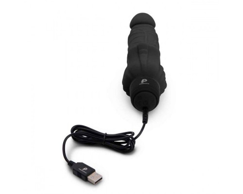 Заказать Черный вибратор-реалистик с клиторальными лепестками 7  Realistic Vibrator - 21,5 см.