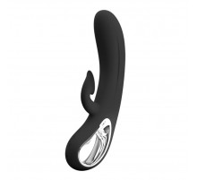 Черный вибратор-кролик Romance Massage - 24 см.