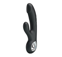 Чёрный вибратор с клиторальным отростком Selene - 19 см.