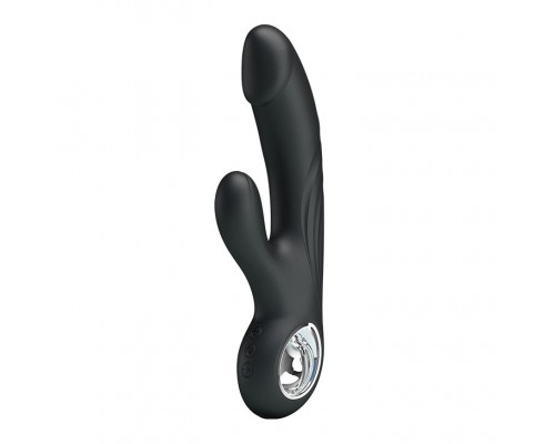 Заказать Чёрный вибратор с клиторальным отростком Selene - 19 см.