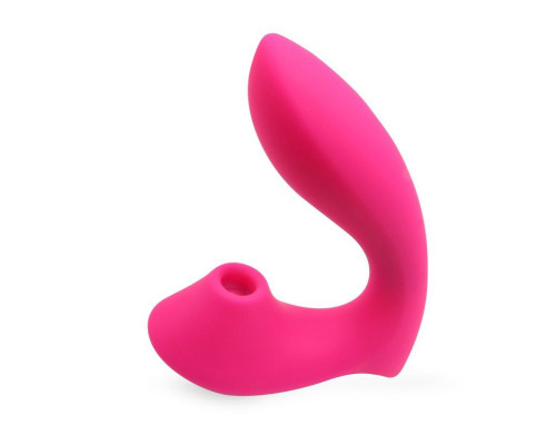 Заказать Розовый  L-образный вибромассажёр с вакуумной стимуляцией 3,5’’ Silicone Billow Suction Lover