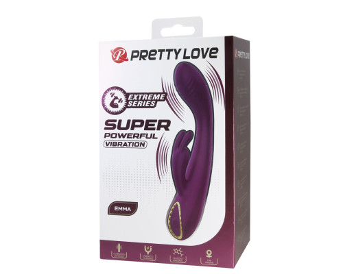 Фиолетовый вибратор со стимулятором клитора Emma - 15,8 см.