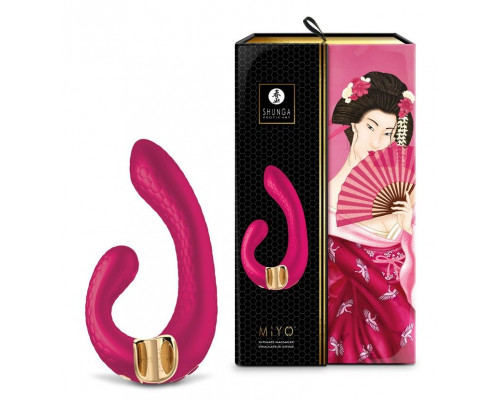 Заказать Малиновый гибкий вибростимулятор MIYO с двумя моторами - 18,5 см.