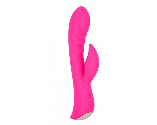 Заказать Ярко-розовый вибромассажер-кролик 5  Silicone Ripple Passion - 19,1 см.
