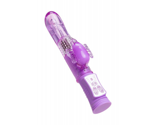 Заказать Фиолетовый вибратор High-Tech fantasy с бабочкой для клитора - 22,4 см.