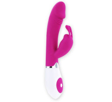 Розовый вибратор Gene с клиторальным стимулятором - 20,4 см.