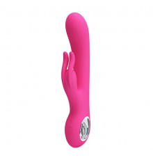 Розовый вибромассажер с клиторальным отростком Carina - 19 см.
