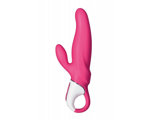 Заказать Ярко-розовый вибратор  Satisfyer Mr. Rabbit с клиторальным отростком - 22,1 см.
