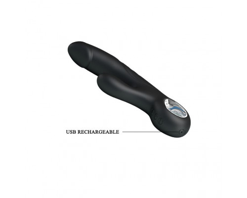 Заказать Чёрный вибратор с клиторальным отростком Selene - 19 см.