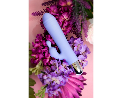 Заказать Сиреневый вибратор с клиторальной стимуляцией Crocus - 17,5 см.