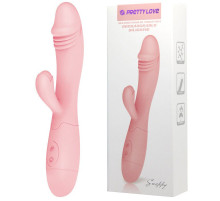 Нежно-розовый перезаряжаемый вибратор Snappy с клиторальным отростком - 19,5 см.