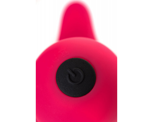 Розовый вибромассажёр с небольшим клиторальным отростком - 15 см.