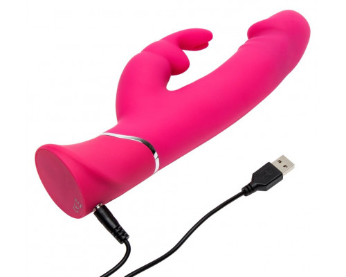 Заказать Розовый вибратор-кролик Realistic Dual Density Rechargeable Rabbit Vibrator - 25,5 см.