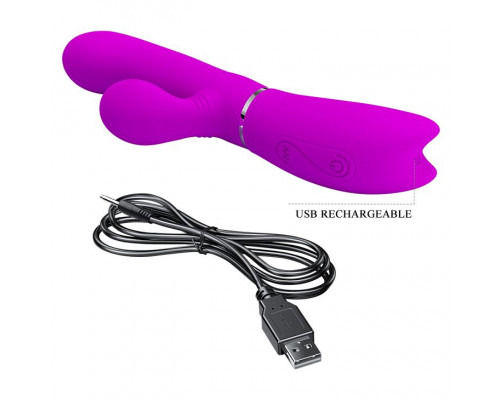 Заказать Лиловый вибратор-кролик с подвижной клиторальной щеточкой Clitoris Vibrator - 20,8 см.