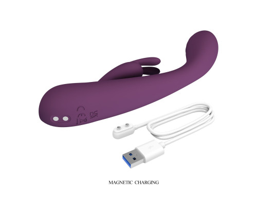 Фиолетовый вибратор со стимулятором клитора Emma - 15,8 см.